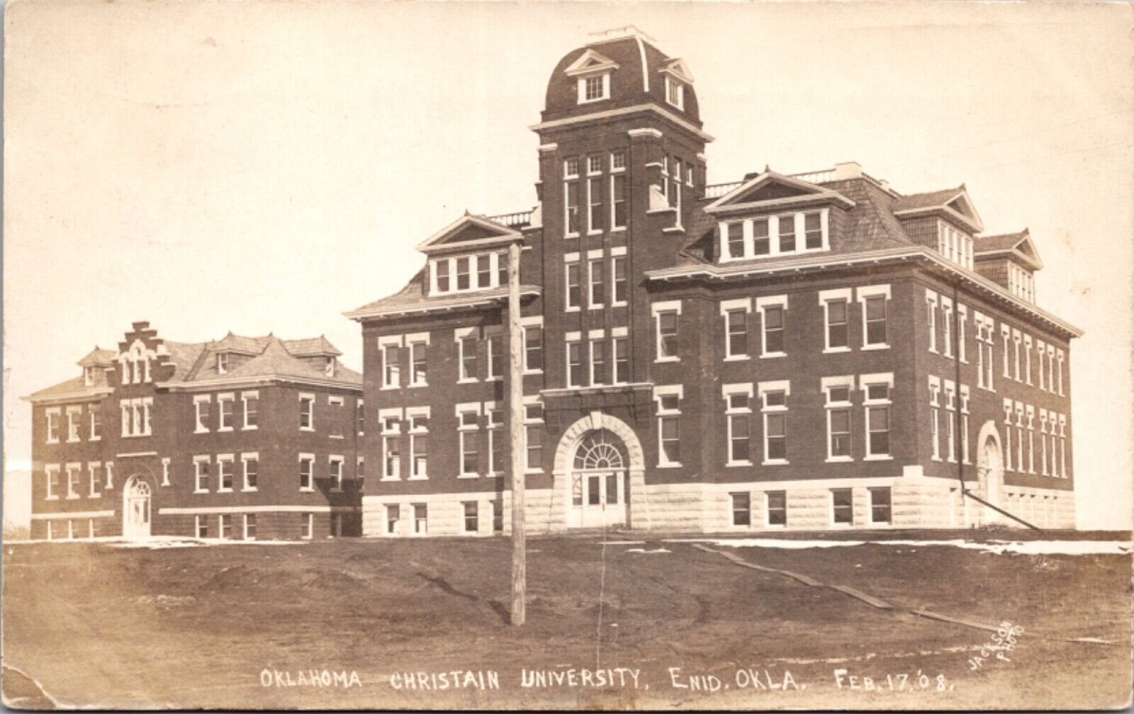 1908 Real Photo Postcard Oklahoma Christian University in Enid, Oklahoma