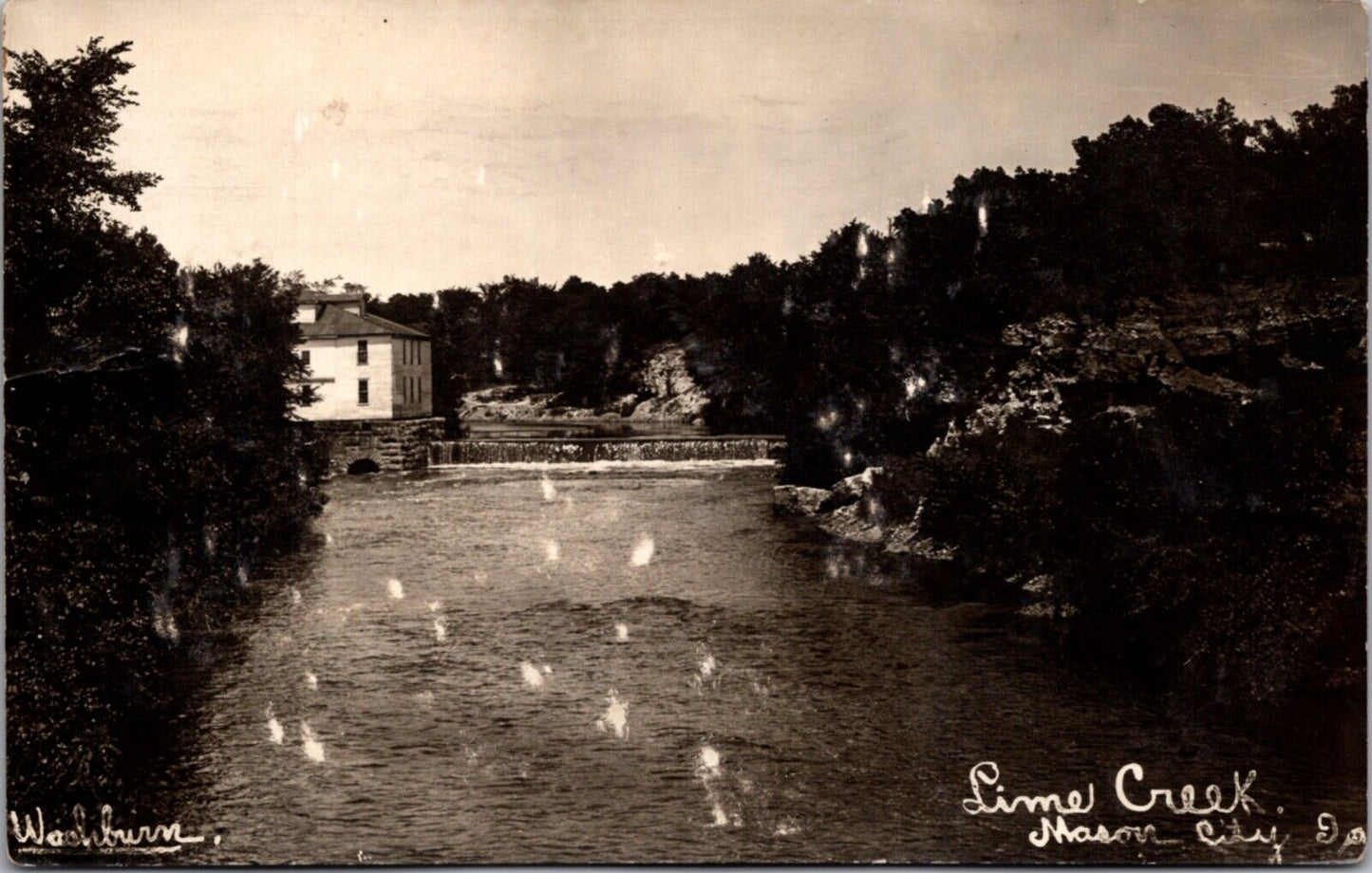 Washburn Real Photo Postcard Lime Creek in Mason City, Iowa