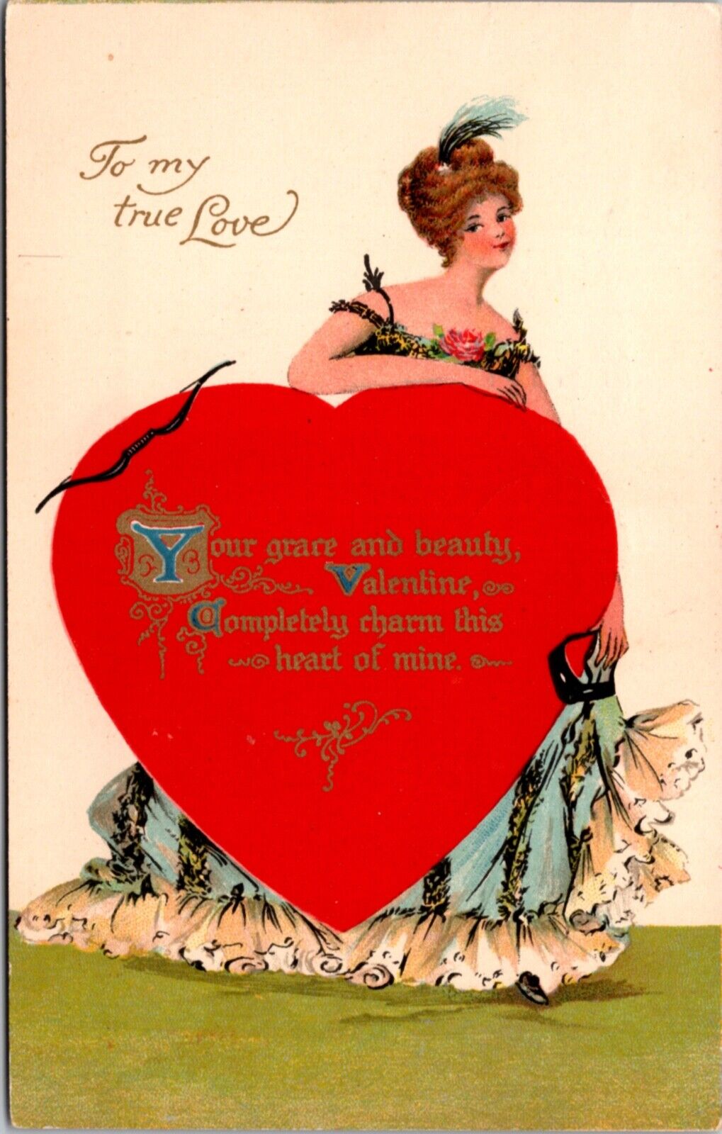 Six Valentine Postcards Woman Dressed as Different Cultures Giant Heart Poem