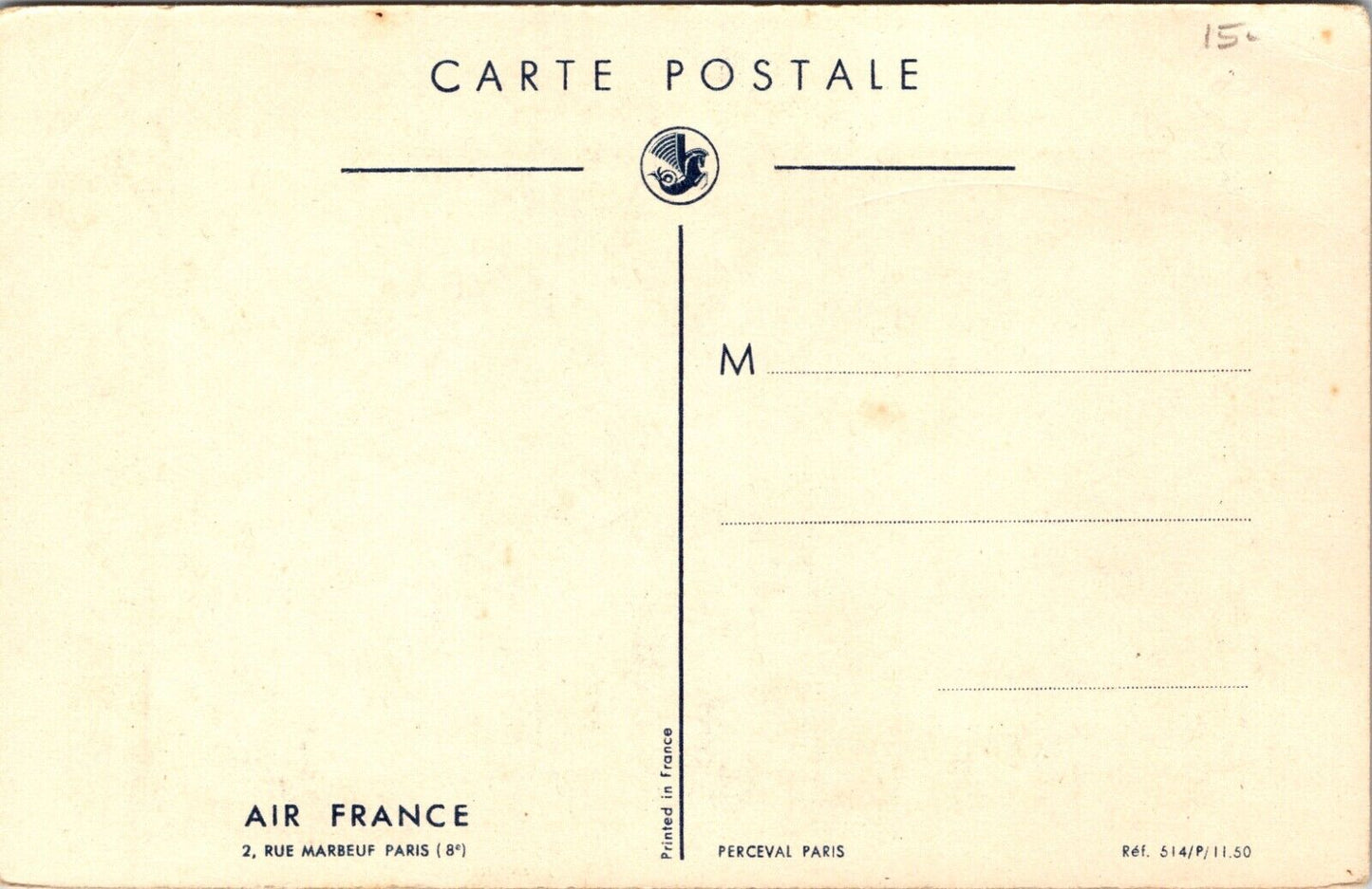 Artwork Postcard Air France Map of the World