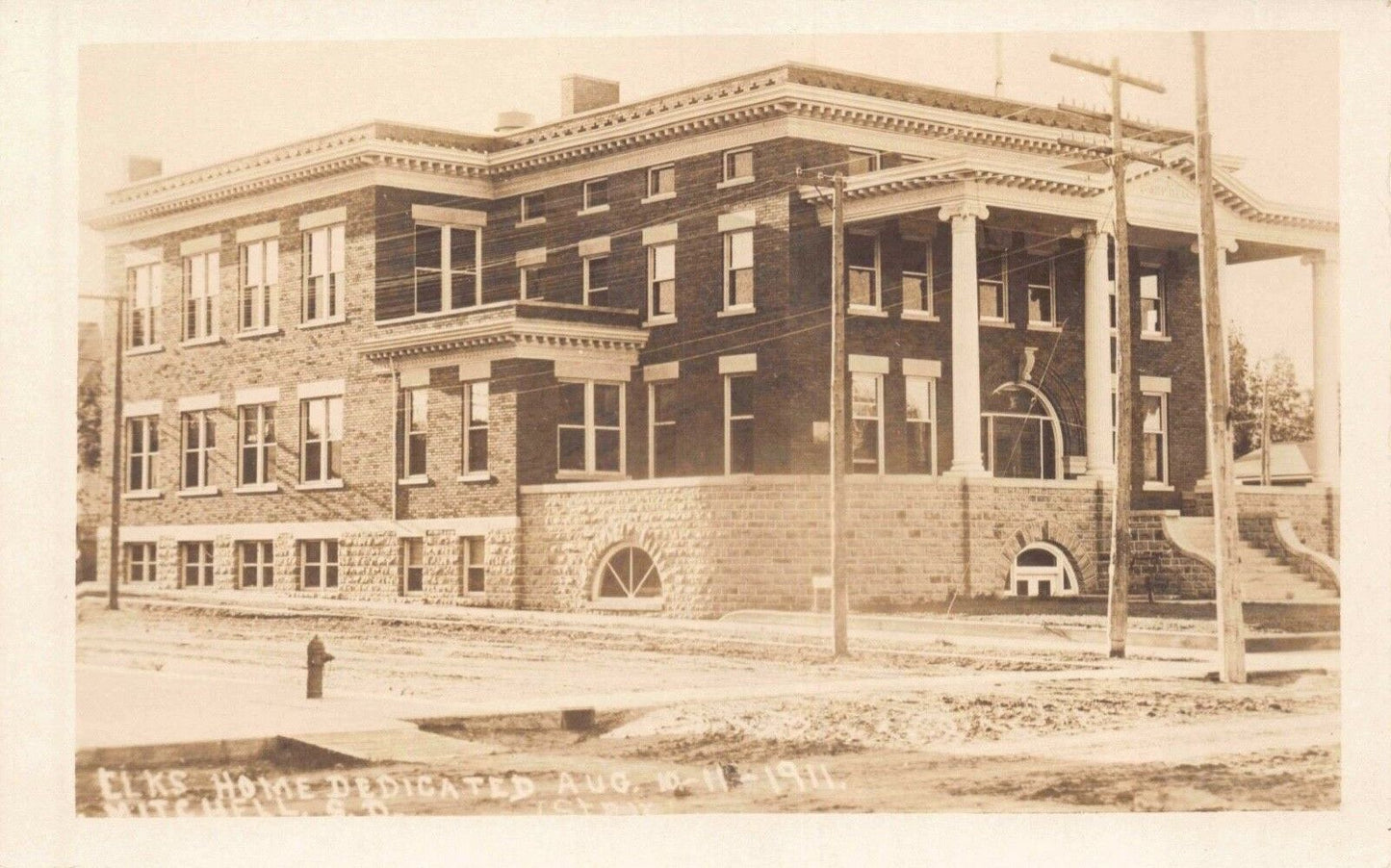 RP Postcard Elks Home Dedicated Aug 10-11 1911 in Mitchell, South Dakota~130490