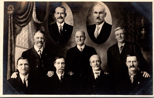 Real Photo Postcard Well Dressed Men Scholars Founders Religious Fraternal Order