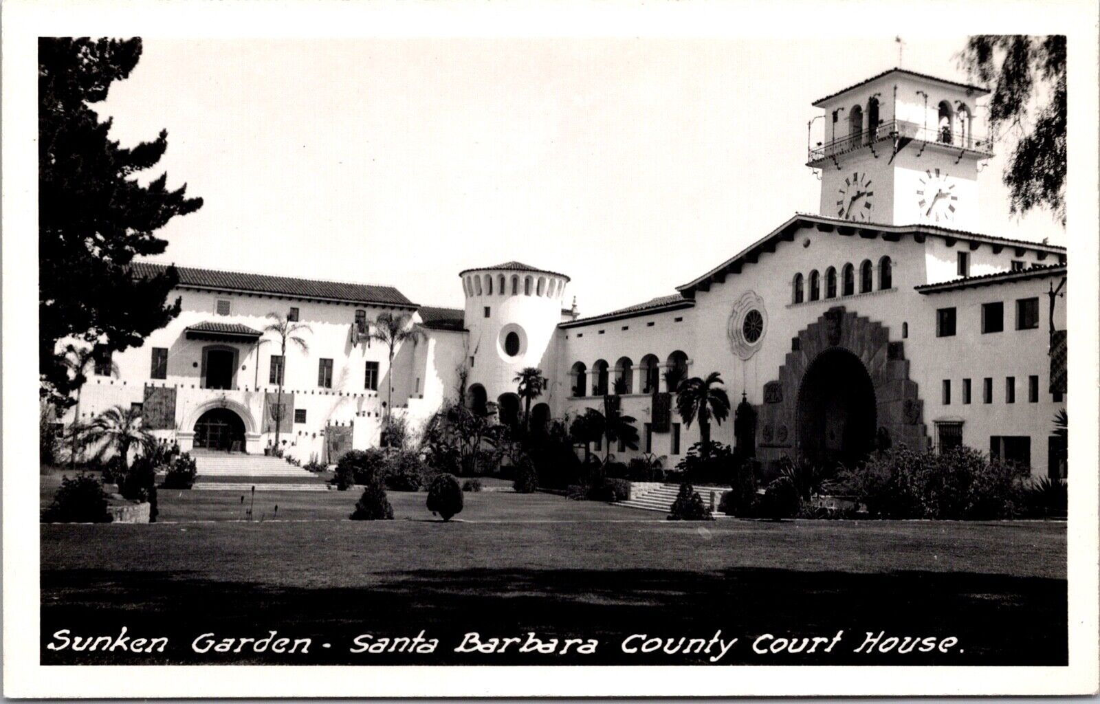 RP Postcard Sunken Garden Santa Barbara County Courthouse California~134298