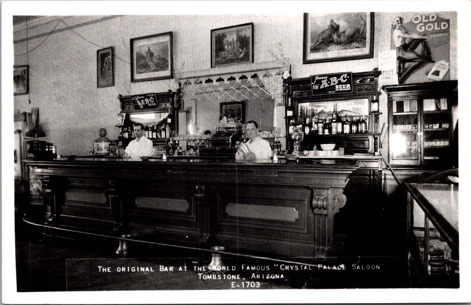 RPPC Original Bar at The World Famous Crystal Palace Saloon Tombstone Arizona