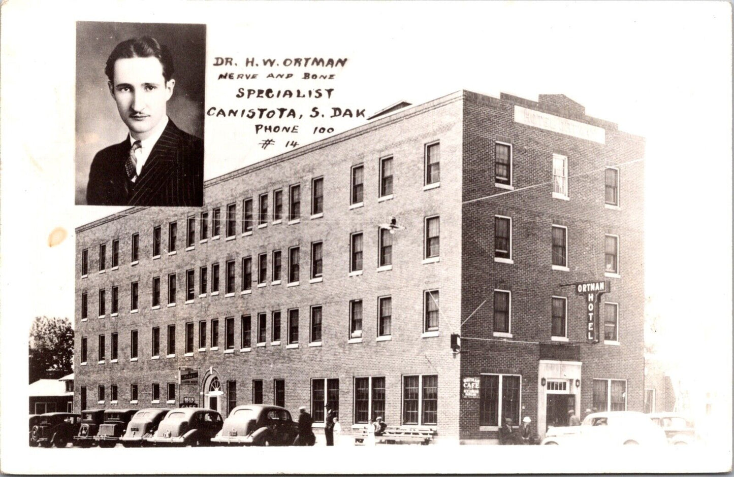 RPPC Hotel Ortman Dr. H.W. Ortman Nerve and Bone Canistota, South Dakota~871