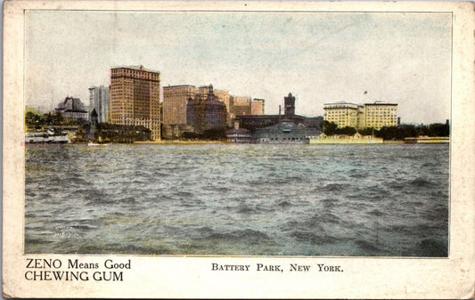 Zeno Chewing Gum Postcard Battery Park, New York City