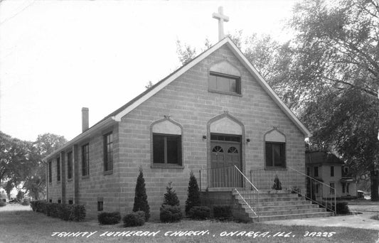 Real Photo Postcard Trinity Lutheran Church in Onarga, Illinois~122127