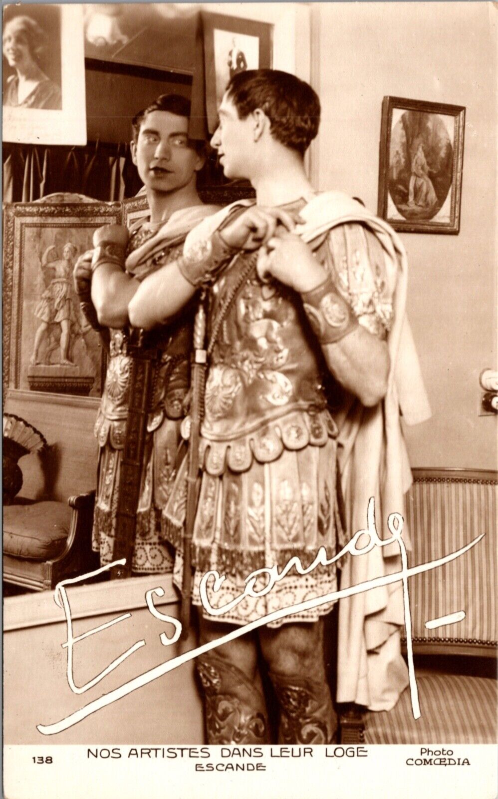 RPPC Nos Artistes Dans Leur Loge Artist in Dressing Room Theatre Escande