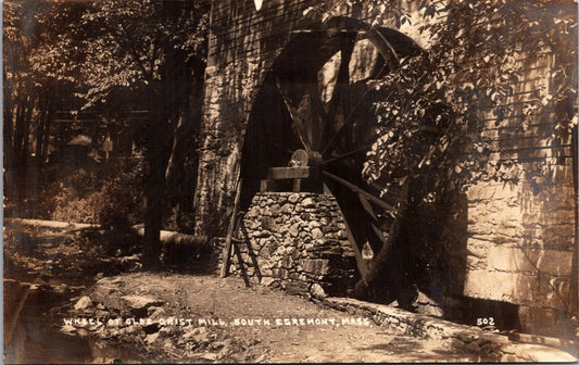 Real Photo Postcard Wheel of Olde Grist Mill in South Egremont, Massachusetts