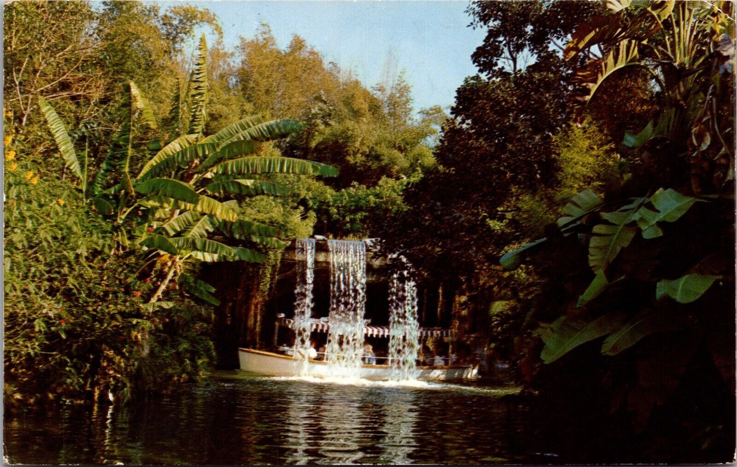 Disneyland Postcard Schweitzer Falls Adventureland Jungle Cruise Boat