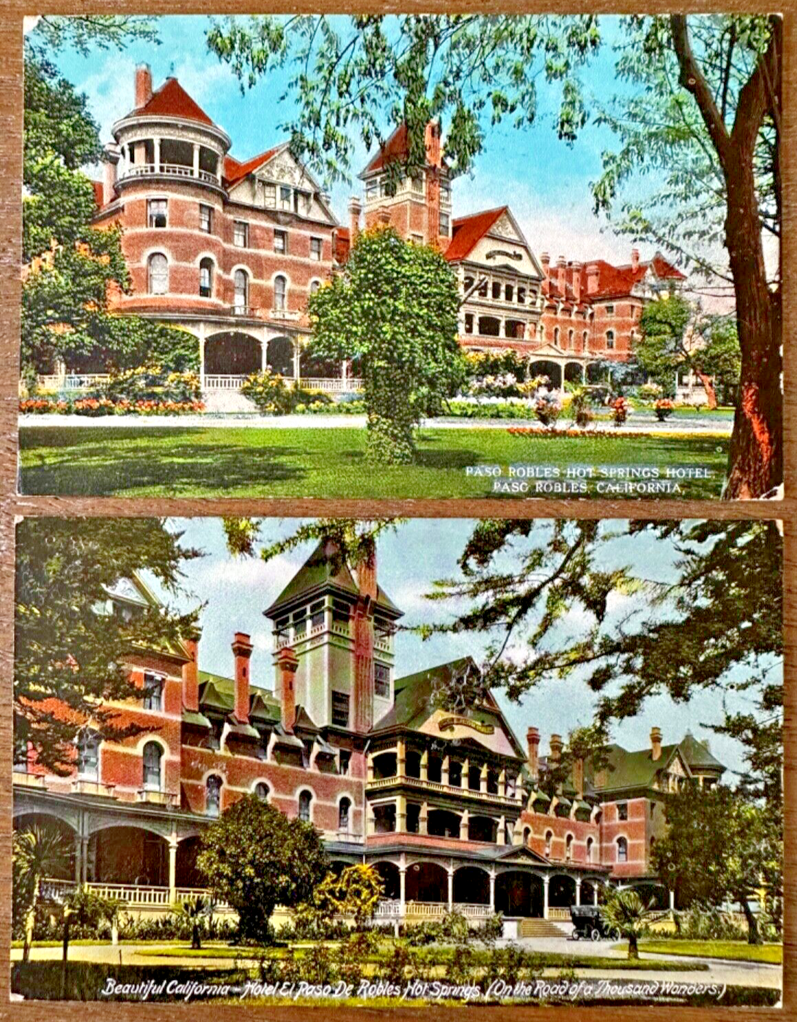 Two Postcards Paso Robles Hot Springs Hotel in Paso Robles, California