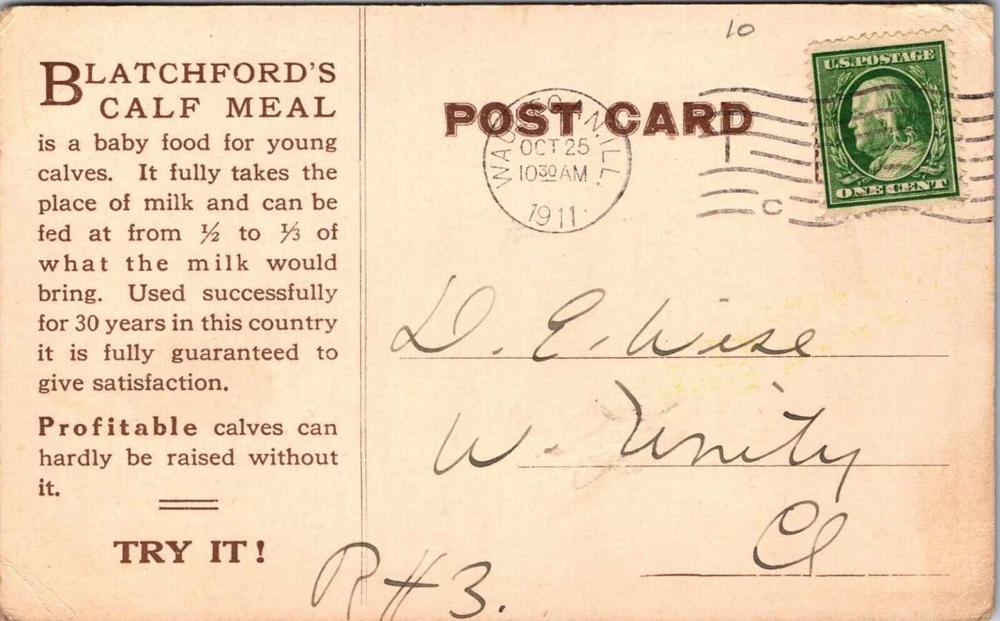 Advertising Postcard Blatchford's Calf Meal Factory in Waukegan, Illinois