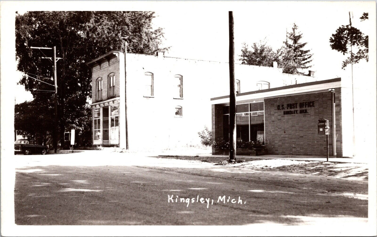 Real Photo Postcard U.S. Post Office in Kingsley, Michigan