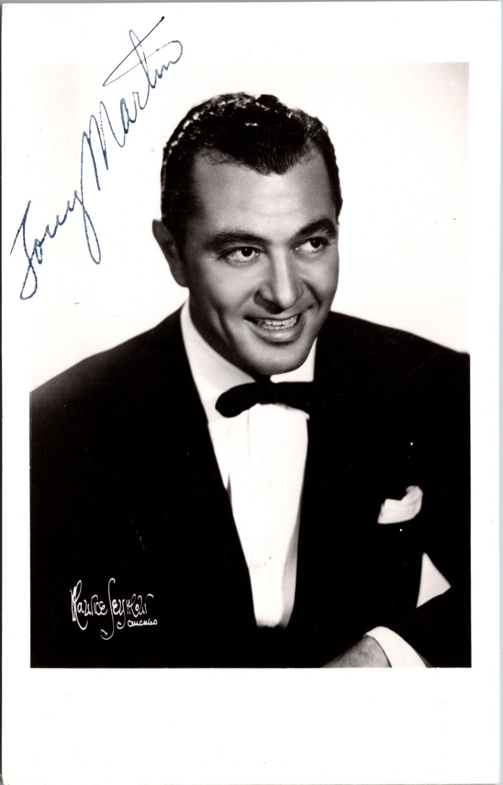 Signed Real Photo Postcard Portrait of Actor and Singer Tony Martin