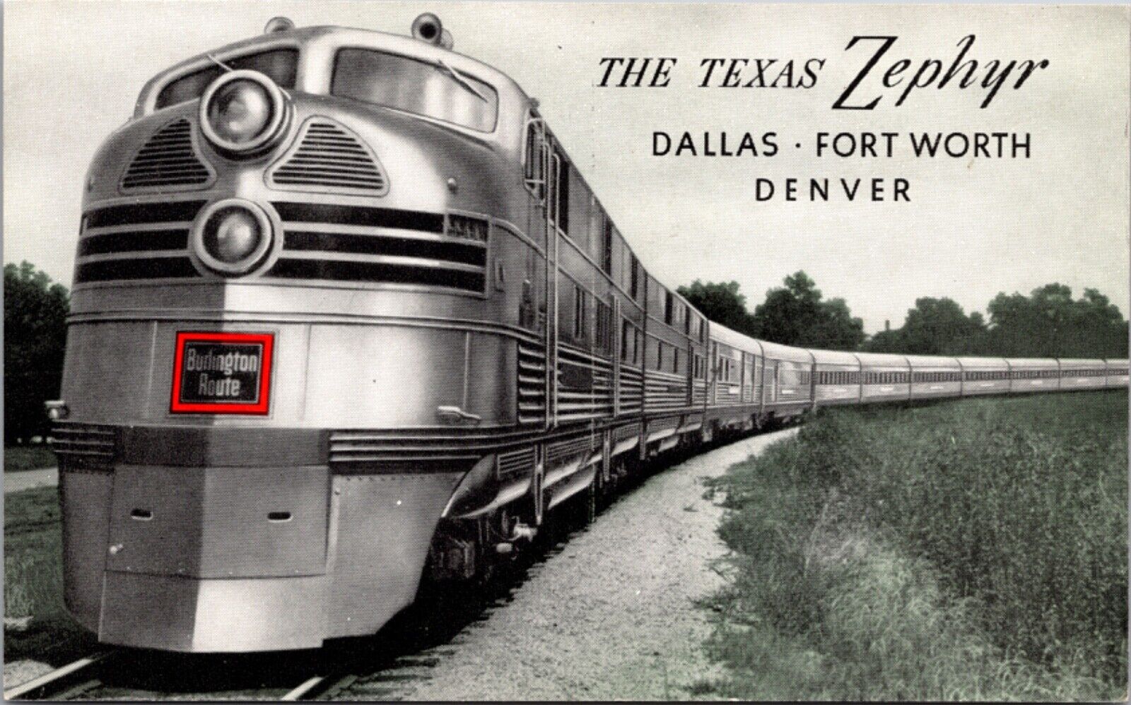 Advertising Postcard The Texas Zephyr Burlington Route