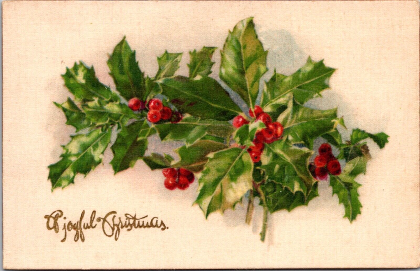 Silk Postcard A Joyful Christmas Holly