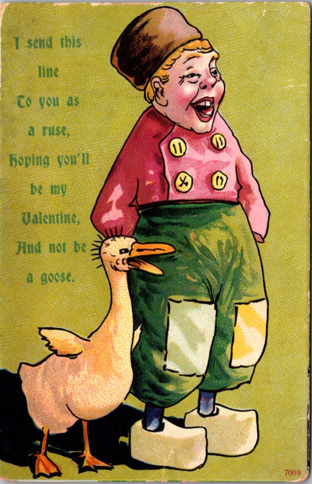 Comic Postcard Hoping You'll Be My Valentine and Not Be a Goose, Dutch Boy