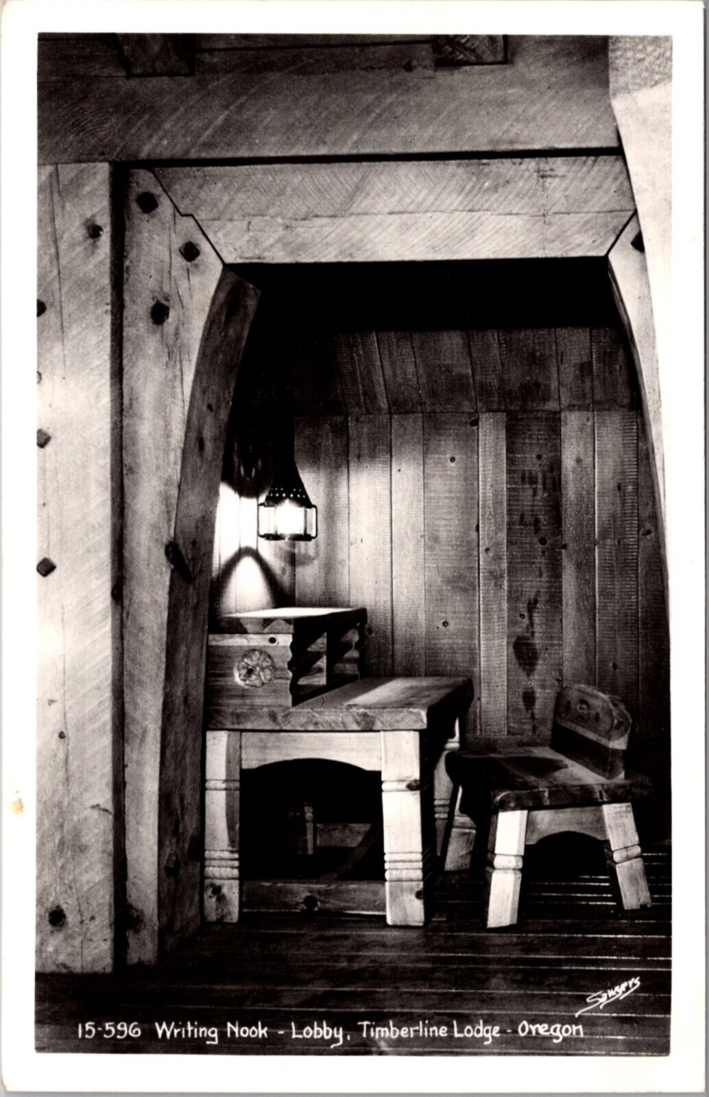 Real Photo Postcard Writing Nook, Lobby, Timberline Lodge, Oregon