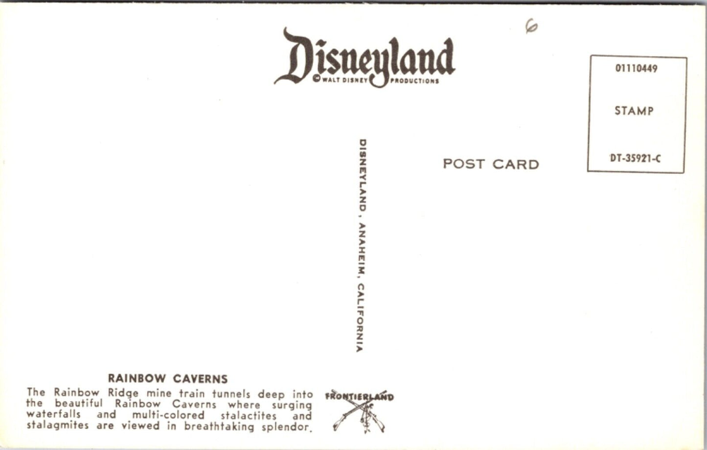 Disneyland Postcard Rainbow Caverns Mine Train Tunnel Frontierland