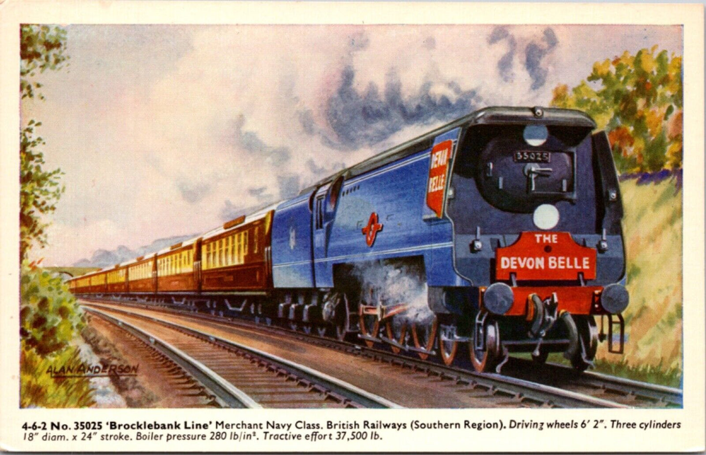 4-6-2 No. 35025 Brocklebank Line Merchant Navy Class Railroad British Railways