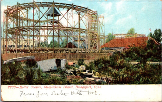 Roller Coaster Ride Steeplechase Island in Bridgeport Connecticut Amusement Park