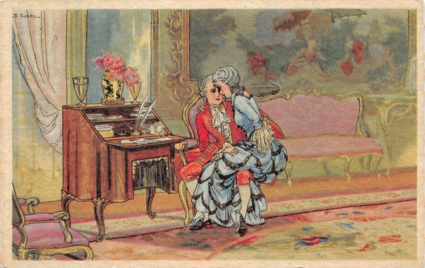 Artwork PC Victorian Woman Sitting on Victorian Man's Lap Writing Desk~124248