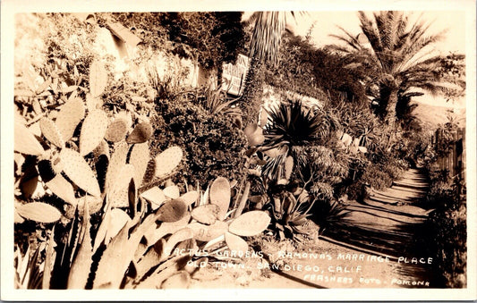 RP Postcard Cactus Gardens Ramona's Marriage Place San Diego, California~133524