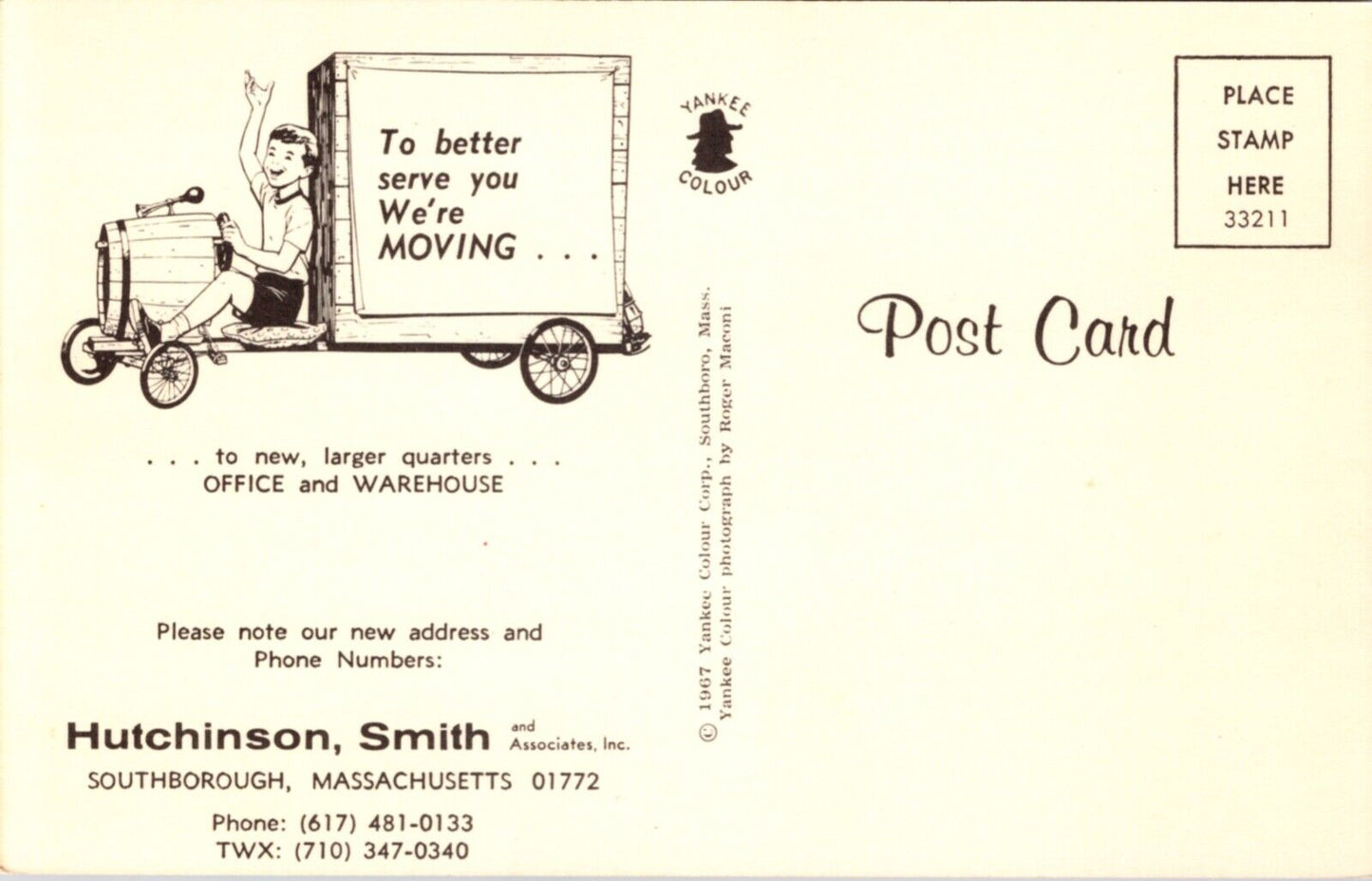 Advertising Postcard Hutchinson Smith and Associates Southborough Massachusetts