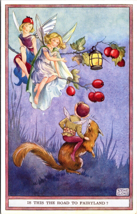 Rene Cloke artwork Postcard Elfins Fairy Pixie Is This The Road to Fairyland?