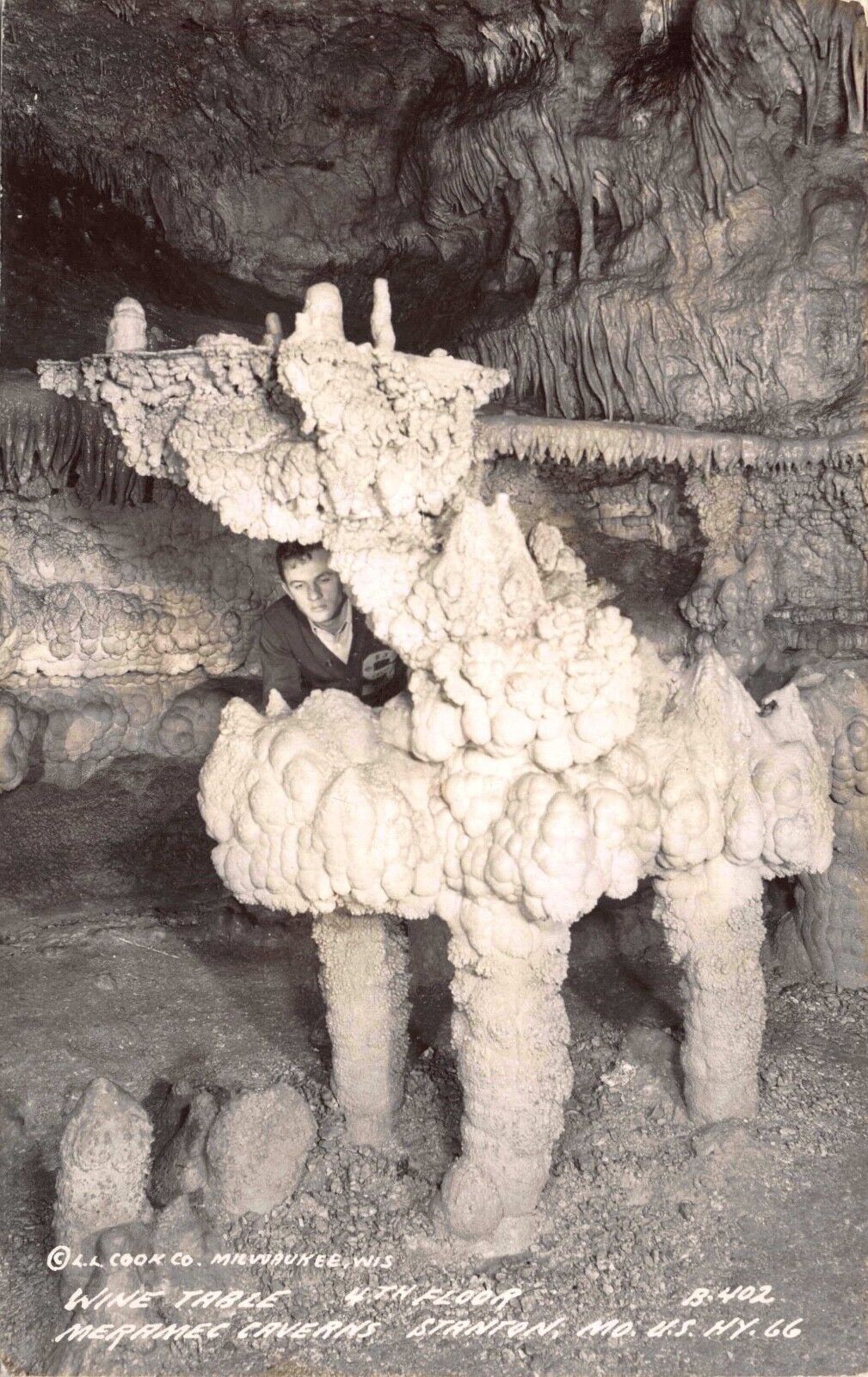 Real Photo Postcard Wine Table at Meramec Caverns in Stanton, Missouri~117318