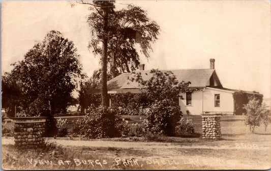 Real Photo Postcard View at Burgs Park in Shell Lake, Wisconsin