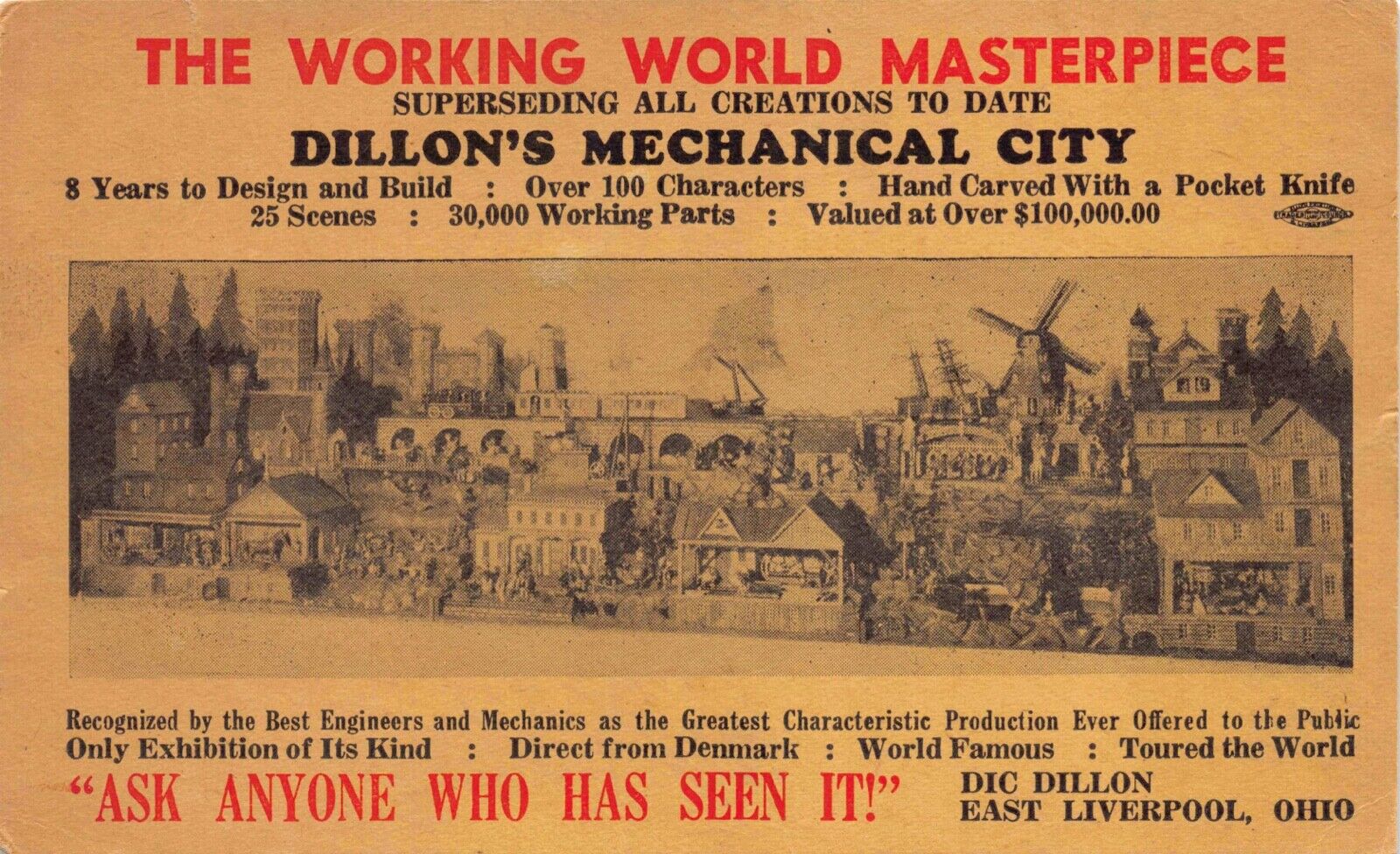 2 PCs Dic Dillon's Mechanical City Working World Masterpiece in Ohio~125463