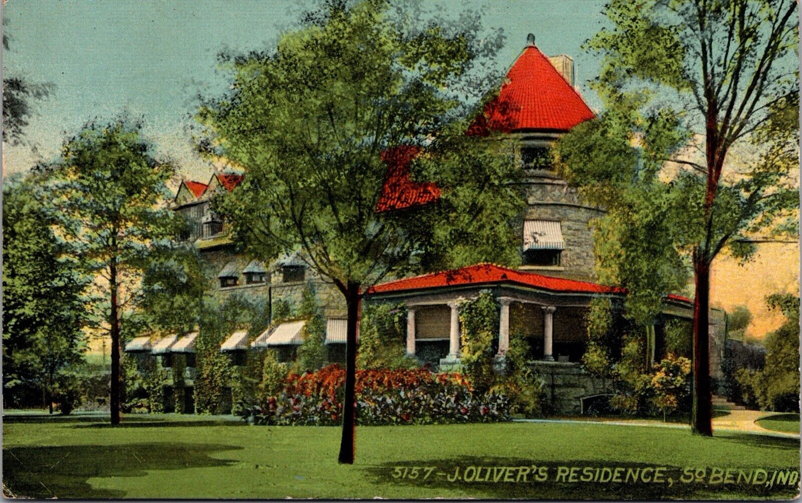 Two Postcards Residence of J.D. Oliver in South Bend, Indiana~132771