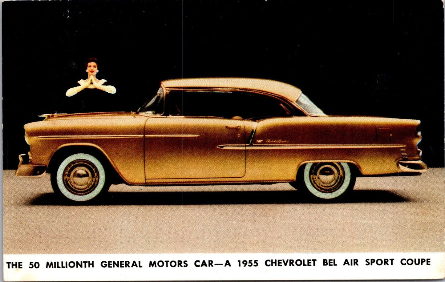 Advertising Postcard 1955 Chevrolet Bel Air Sport Coupe 50 Millionth GM Car