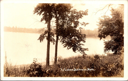 Real Photo Postcard View of  L Lakes in Baldwin, Michigan