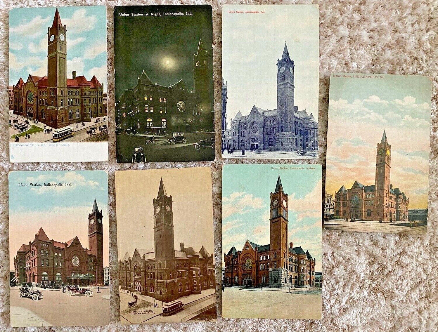 Seven Postcards Union Railroad Train Station in Indianapolis, Indiana~131168