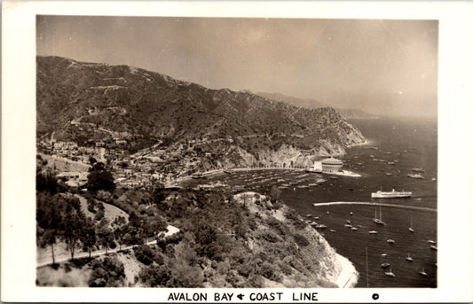 RPPC Overview of Avalon Bay & Coast Line in Santa Catalina Island, California