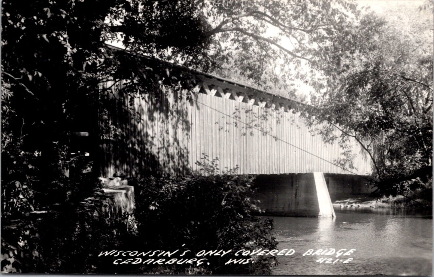 Real Photo Postcard Wisconsin's Only Covered Bridge in Cedarburg, Wisconsin