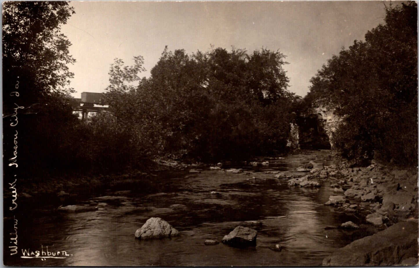 Washburn Real Photo Postcard Willow Creek in Mason City, Iowa