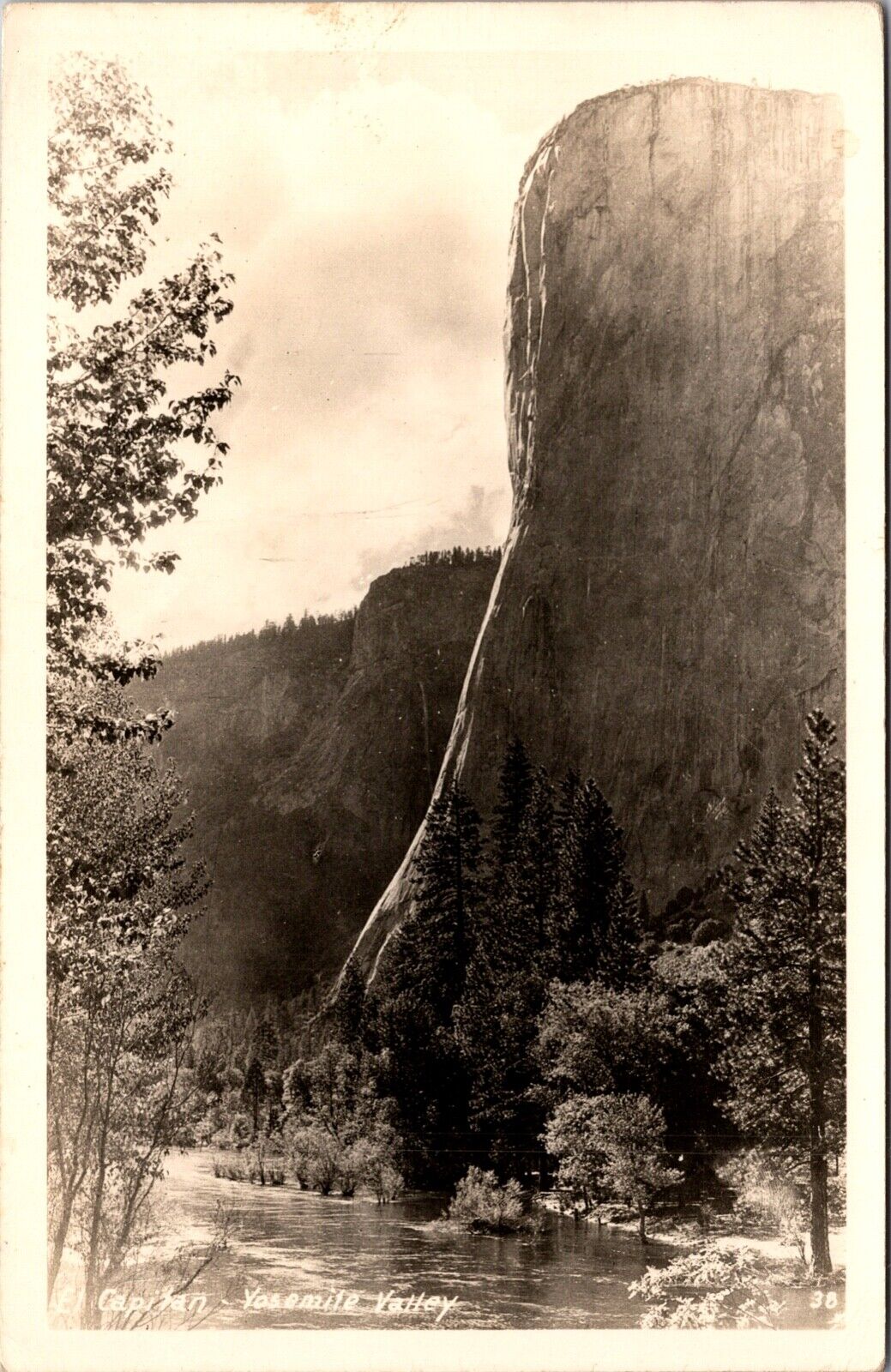 Real Photo Postcard View of El Capitan in Yosemite Valley, California