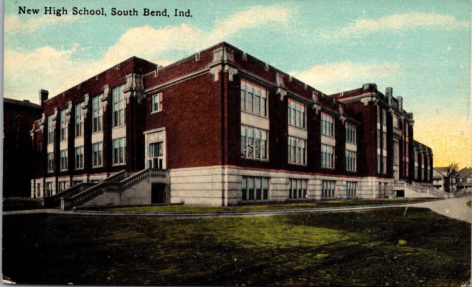 Two Postcards High School Building in South Bend, Indiana~138680