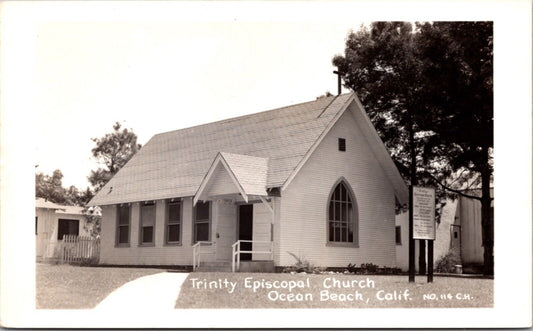 Real Photo Postcard Trinity Episcopal Church in Ocean Beach, California