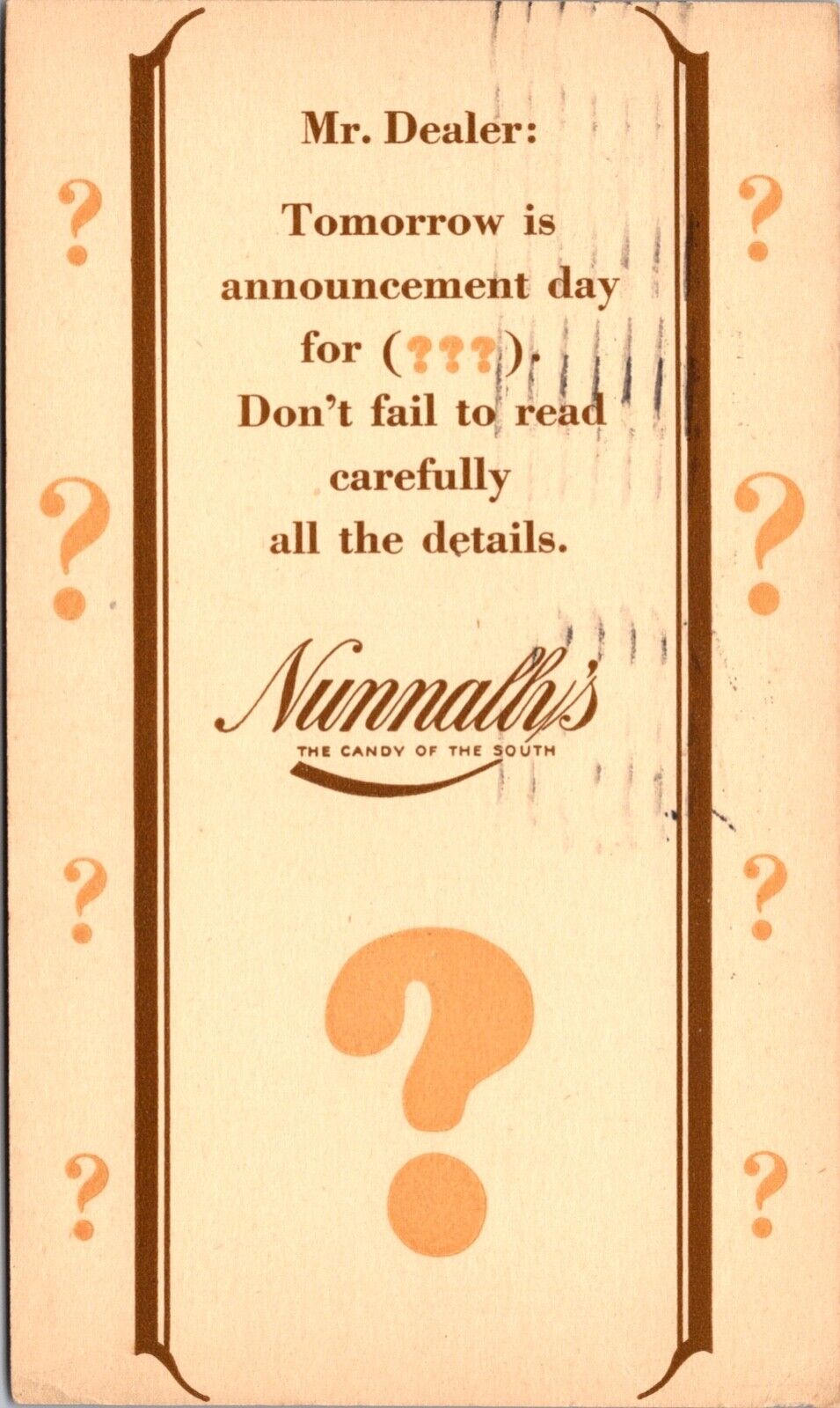 Advertising Postcard Nunnally's The Candy Of The South