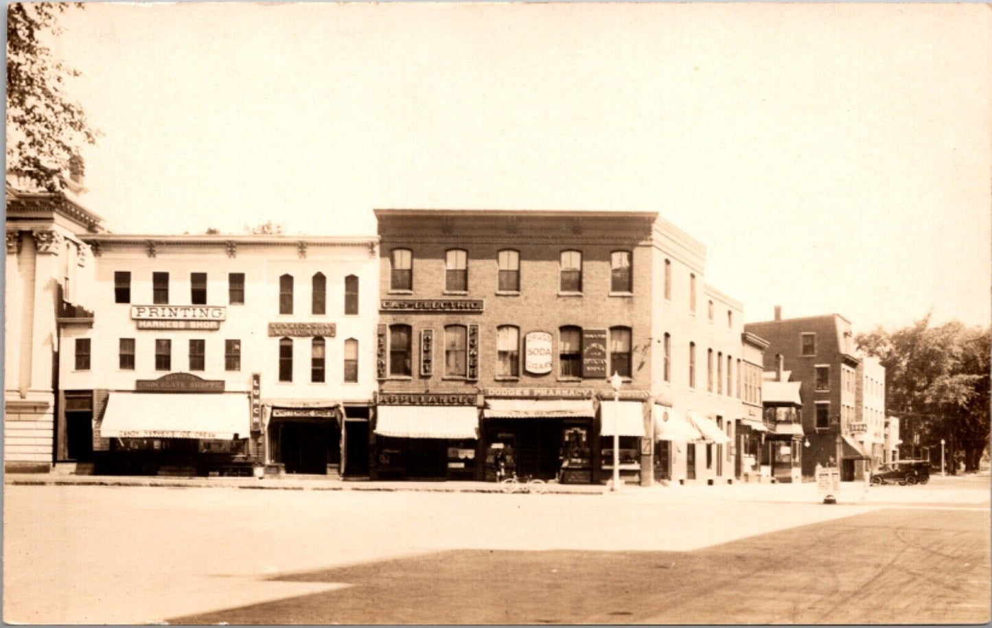 Dodge's Pharmacy, Printing Harness Shop, Chocolate Factory, Music Shop, Bicycle