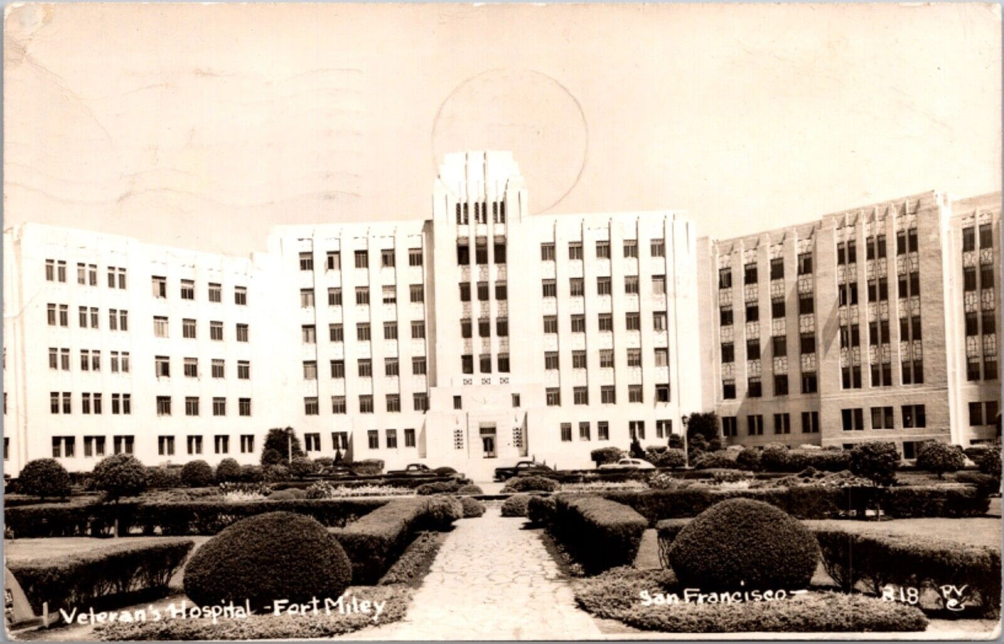 Real Photo Postcard Veteran's Hospital, Fort Miley, San Francisco, California