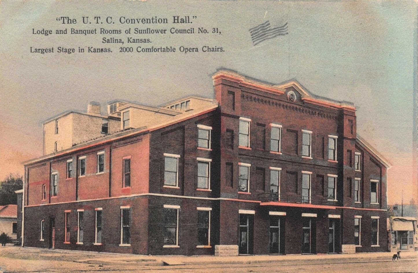 Tinted Postcard The U.T.C. Convention Hall in Salina, Kansas~119831