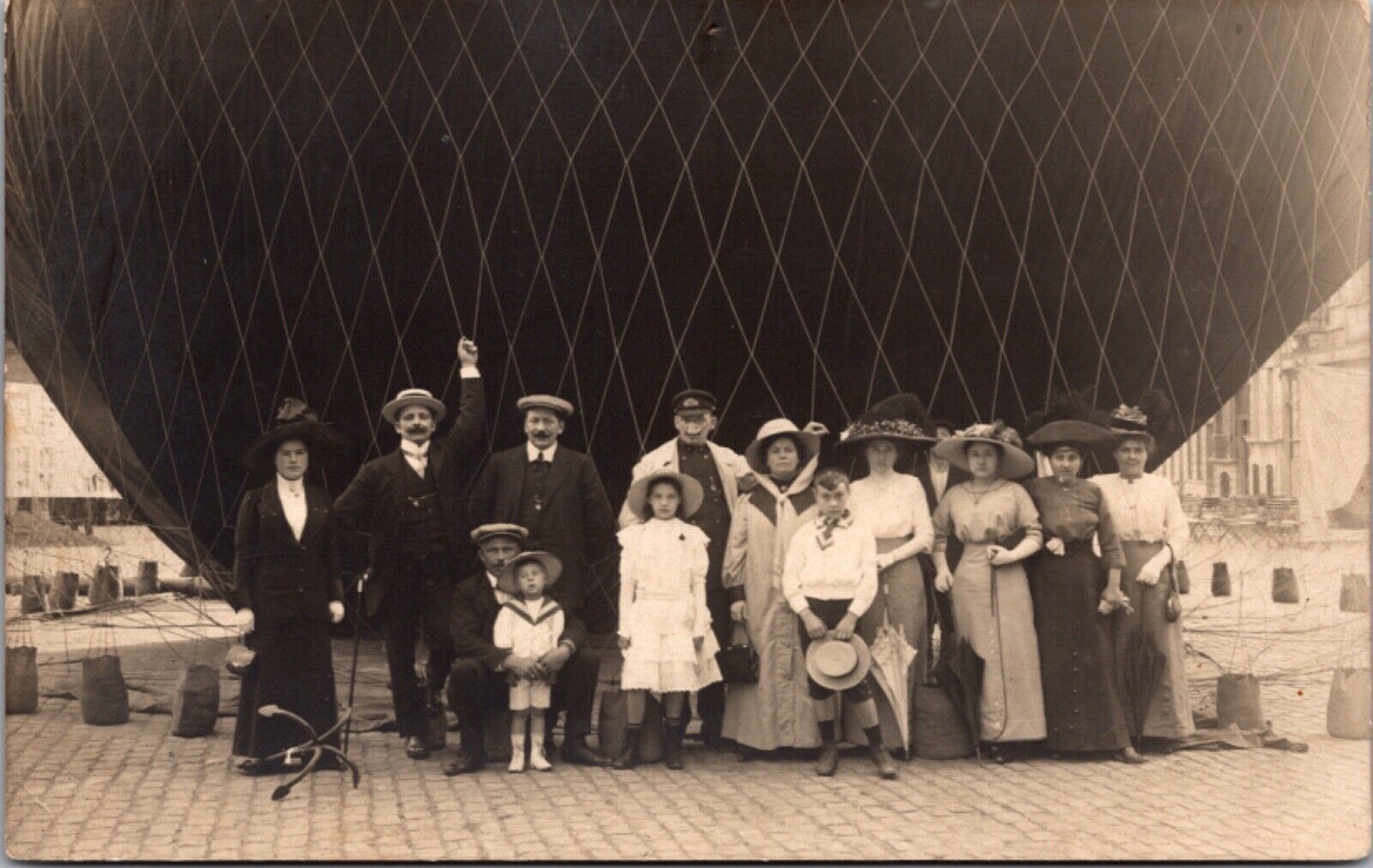 RPPC Pilot Group of People with Hot Air Helium Balloon Airship Sandbags Anchor