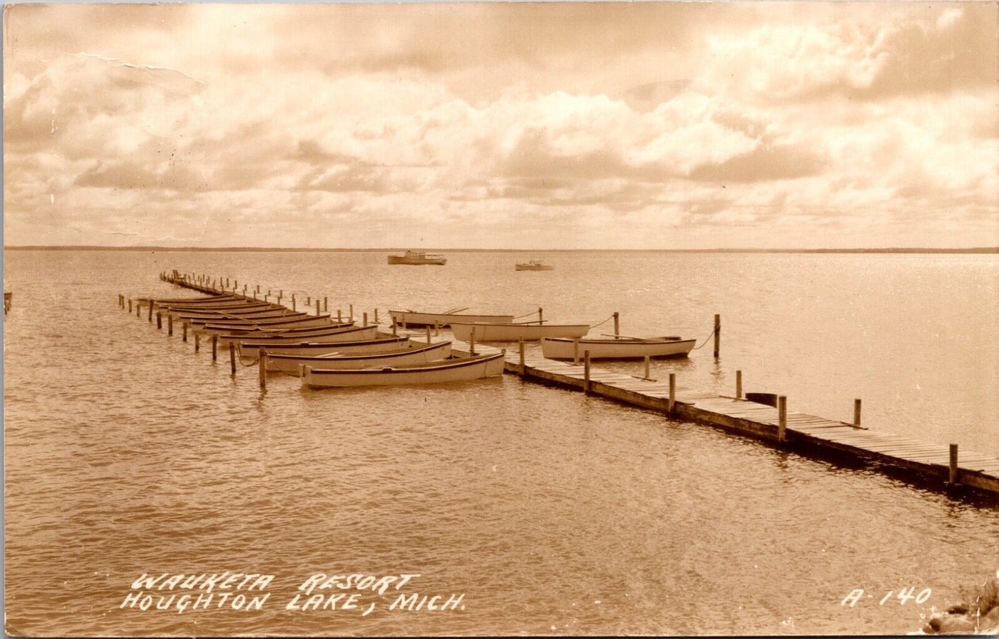 Real Photo Postcard Waukegan Resort in Houghton Lake, Michigan