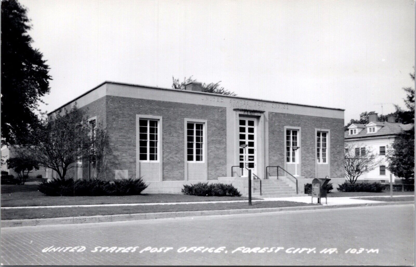 Real Photo Postcard United States Post Office in Forest City, Iowa