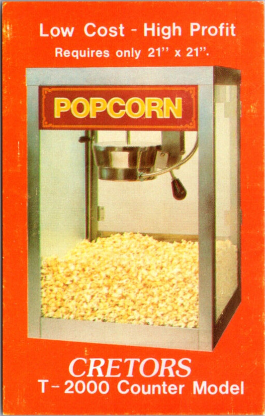 Advertising Postcard Cretors T-2000 Counter Model Steel Kettle Popcorn Machine